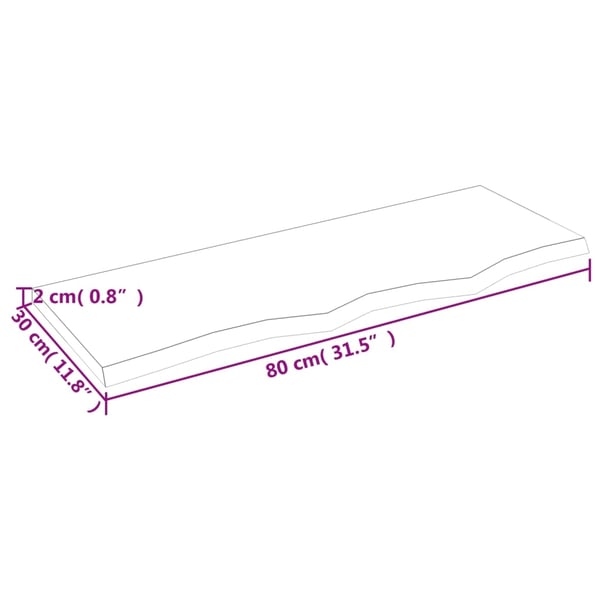 vidaXL Hyllplan 80x30x2 cm obehandlad massiv ek