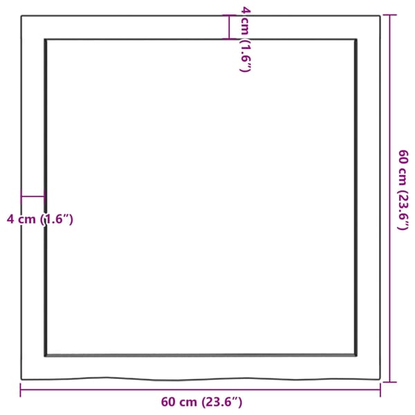 vidaXL væghylde 60x60x(2-4) cm ubehandlet massivt egetræ