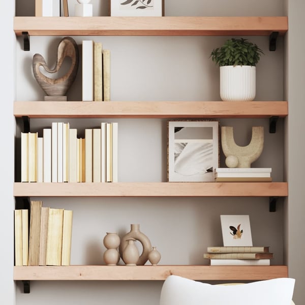 vidaXL væghylde 80x20x6 cm ubehandlet massivt egetræ