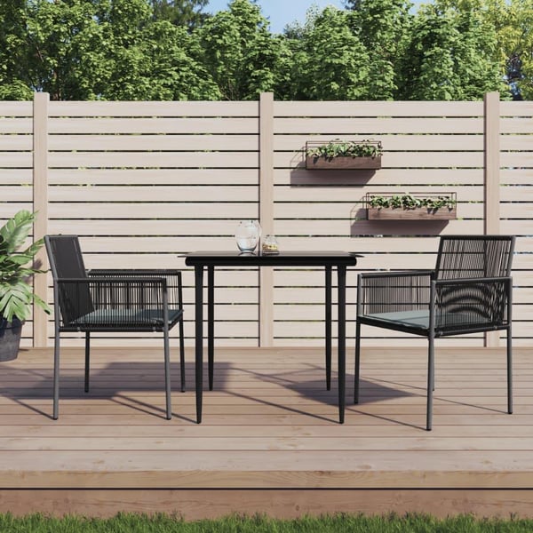 vidaXL havestole med hynder 2 stk. 54x60,5x83,5 cm polyrattan sort
