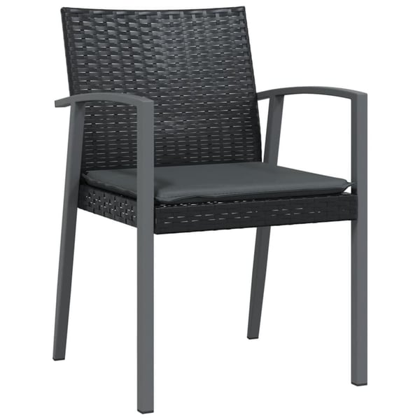 vidaXL havestole med hynder 2 stk. 56,5x57x83 cm polyrattan sort