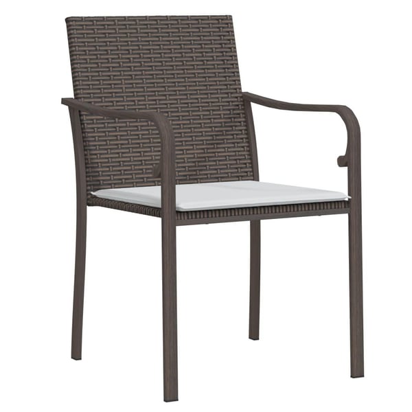 vidaXL Trädgårdsstolar 2 st med dynor brun 56x59x84 cm konstrotting