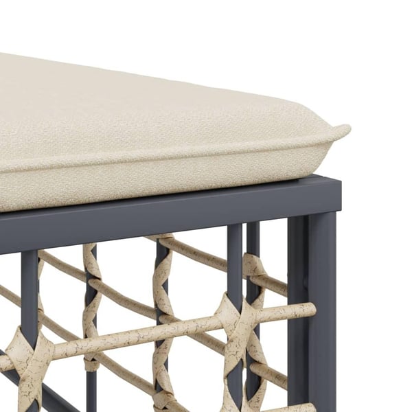 vidaXL haveskammel med beige hynde polyrattan