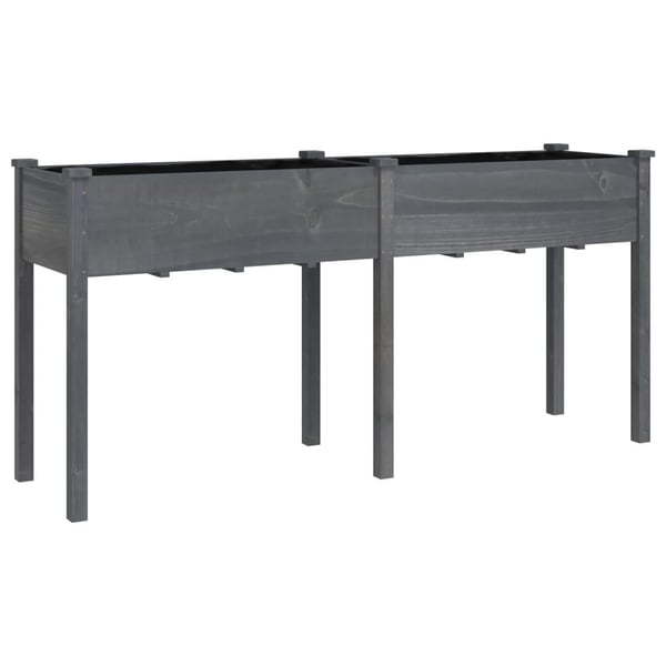 vidaXL Plantekasse med foring grå 161x45x76 cm heltre gran