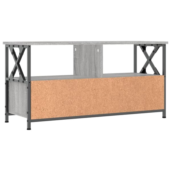 vidaXL TV-taso 90x33x45 cm tekninen puu ja rauta harmaa sonoma-tammi