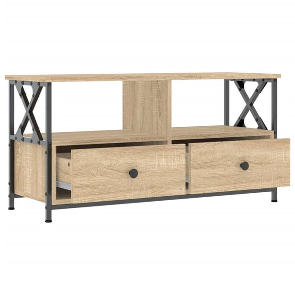 vidaXL TV-benk sonoma-eik 90x33x45 cm konstruert tre og jern