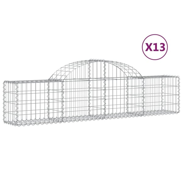 vidaXL Gabion bueformet 13 stk 200x30x40/60 cm galvanisert jern