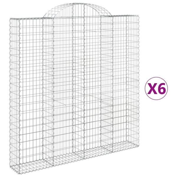vidaXL Gabioner bueformede 6 stk 200x30x200/220 cm galvanisert jern