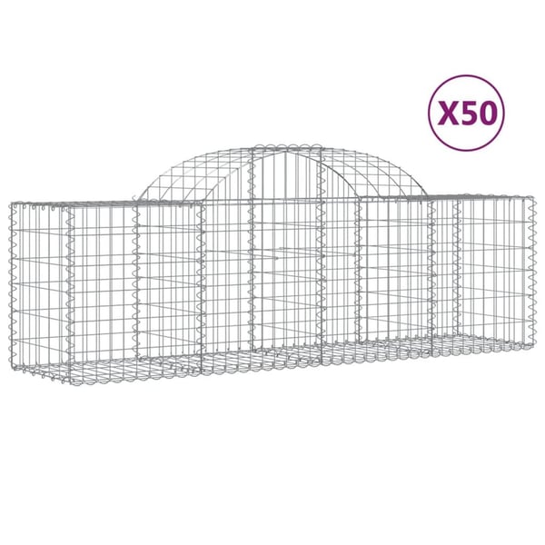 vidaXL Gabioner bueformede 50 stk 200x50x60/80 cm galvanisert jern