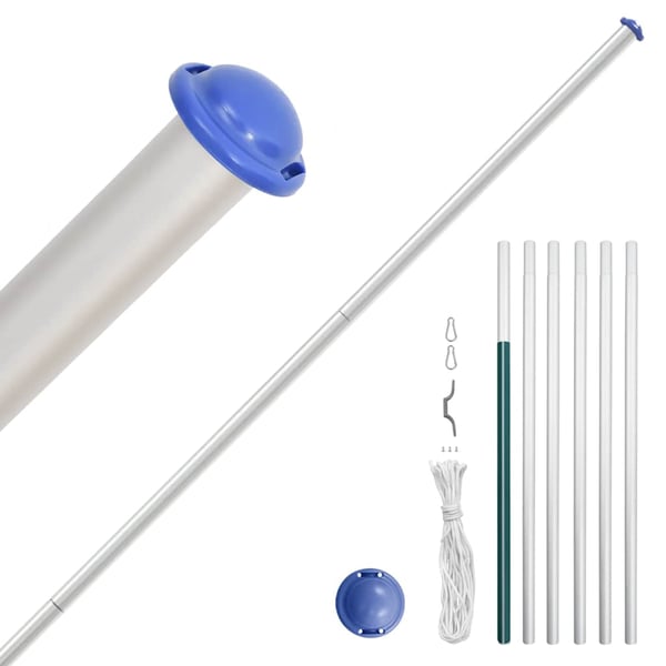 vidaXL Danmarks flagg med flaggstang 6,23 m aluminium