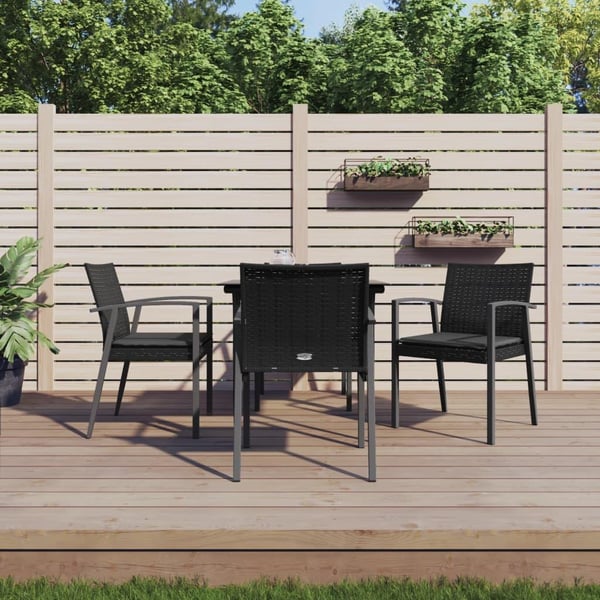 vidaXL spisebordssæt til haven 5 dele med hynder polyrattan og stål