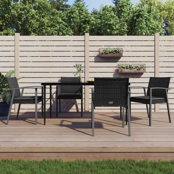 vidaXL spisebordssæt til haven 5 dele med hynder polyrattan og stål