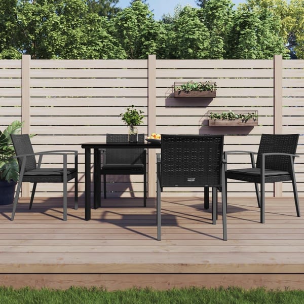 vidaXL spisebordssæt til haven 5 dele med hynder polyrattan og stål