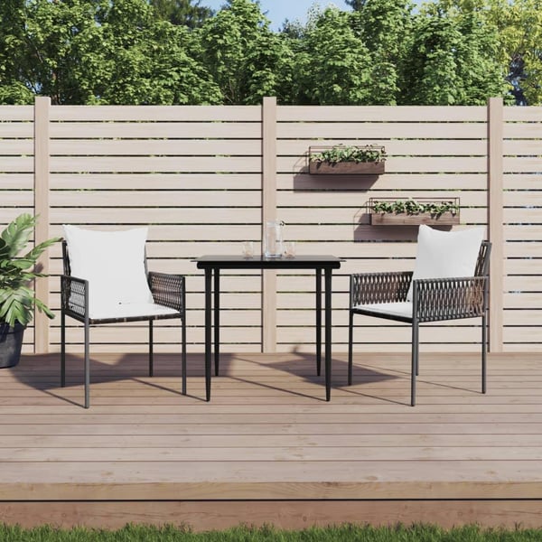 vidaXL spisebordssæt til haven 3 dele med hynder polyrattan og stål