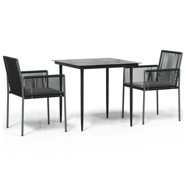 vidaXL spisebordssæt til haven 3 dele m. hynder polyrattan + stål sort