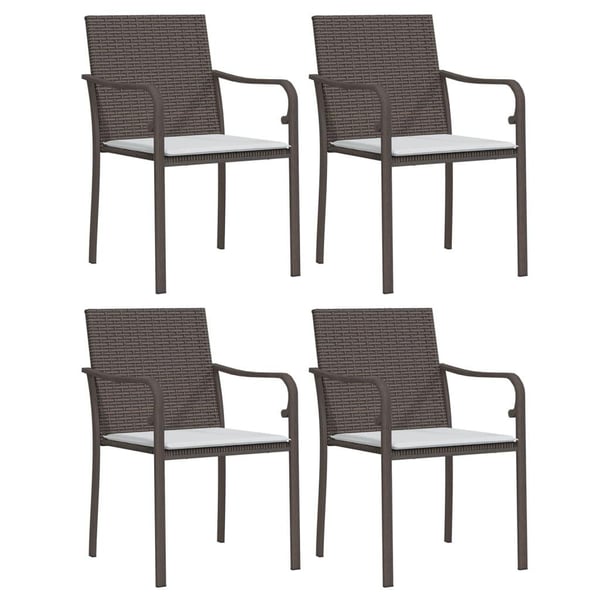 vidaXL havestole med hynder 4 stk. 56x59x84 cm polyrattan brun