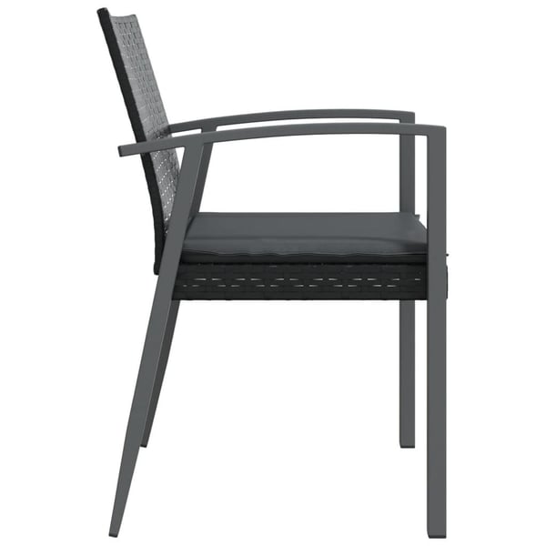 vidaXL havestole med hynder 6 stk. 56,5x57x83 cm polyrattan sort
