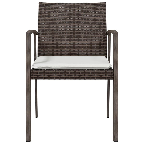 vidaXL Trädgårdsstolar 4 st med dynor brun 56,5x57x83 cm konstrotting