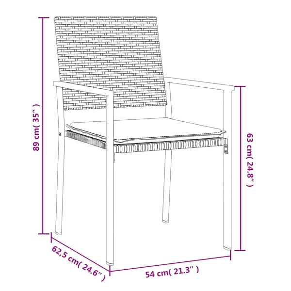 vidaXL havestole med hynder 4 stk. 54x62,5x89 cm polyrattan sort