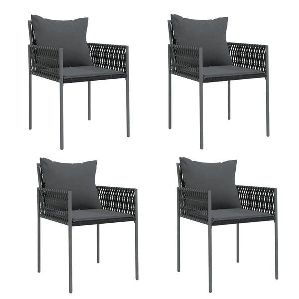 vidaXL havestole med hynder 4 stk. 54x61x83 cm polyrattan sort