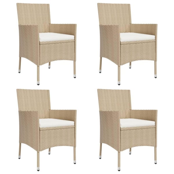 vidaXL spisebordssæt til haven 5 dele med hynder polyrattan beige