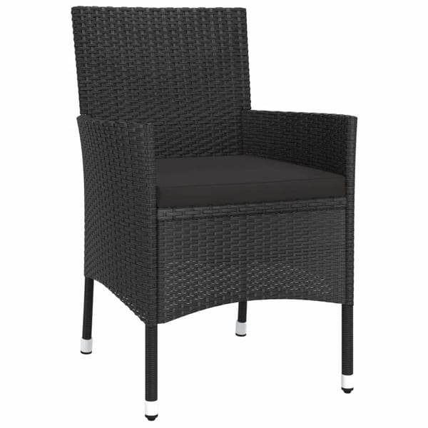 vidaXL bistrosæt til haven 5 dele med hynder polyrattan sort
