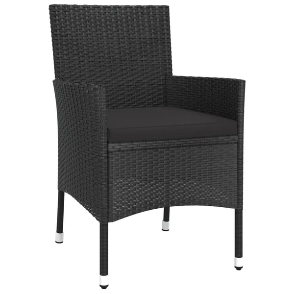 vidaXL bistrosæt til haven 3 dele med hynder polyrattan sort
