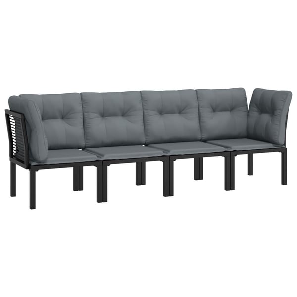 vidaXL loungesæt til haven 4 dele polyrattan sort og grå