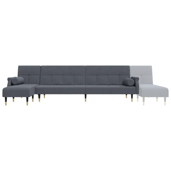 vidaXL L-formad soffa mörkgrå 271x140x70 cm sammet