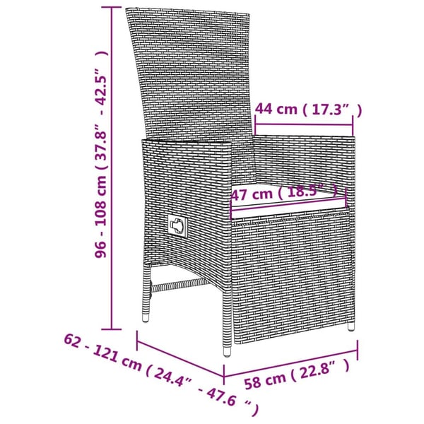 vidaXL spisebordssæt til haven 7 dele med hynder polyrattan beige