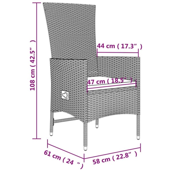 vidaXL spisebordssæt til haven 5 dele med hynder polyrattan beige