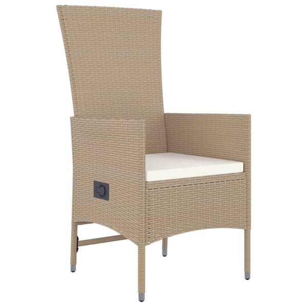vidaXL spisebordssæt til haven 11 dele med hynder polyrattan beige