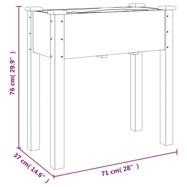 vidaXL Plantekasse på hjul med fôr brun 71x37x80 cm heltre gran