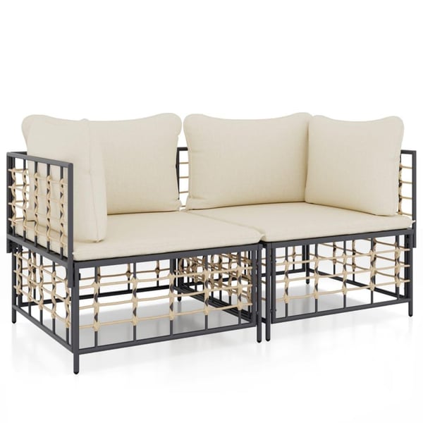 vidaXL hjørnemoduler til havesofa 2 stk. med hynder polyrattan