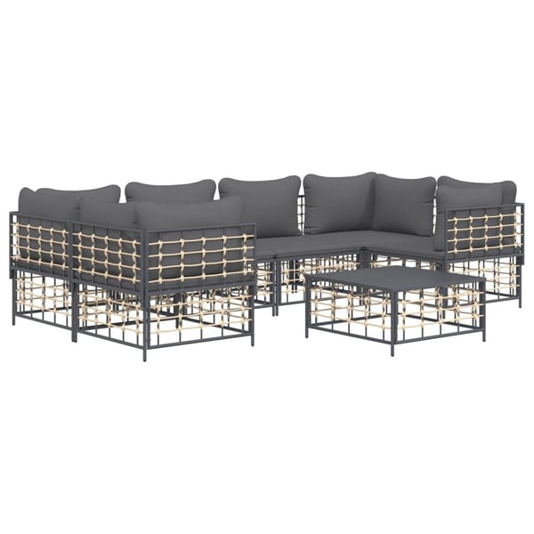 vidaXL loungesæt til haven 7 dele med hynder polyrattan antracitgrå