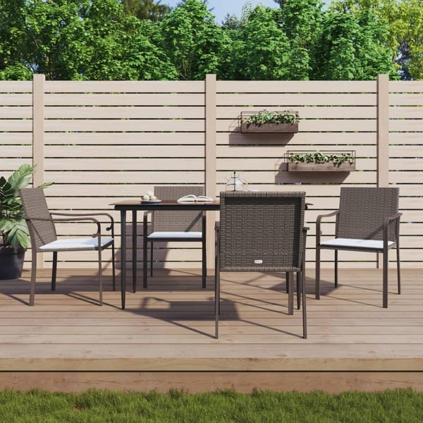 vidaXL spisebordssæt til haven 5 dele med hynder polyrattan og stål
