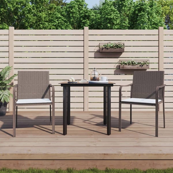 vidaXL spisebordssæt til haven 3 dele med hynder polyrattan og stål