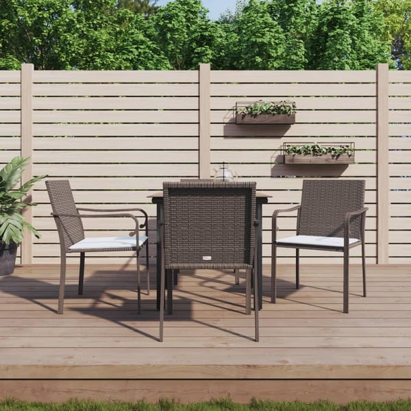 vidaXL spisebordssæt til haven 5 dele med hynder polyrattan og stål