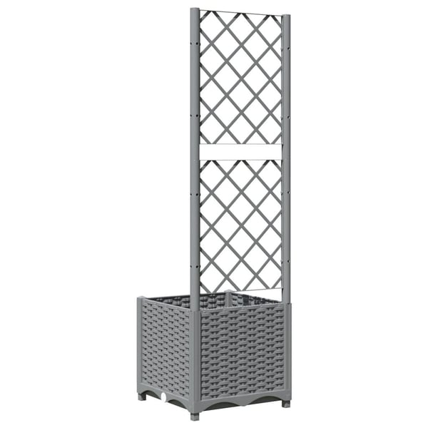 vidaXL Plantekasse med espalier lysegrå 40x40x136 cm PP