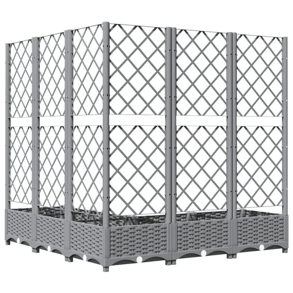 vidaXL Plantekasse med espalier lysegrå 120x120x121,5 cm PP