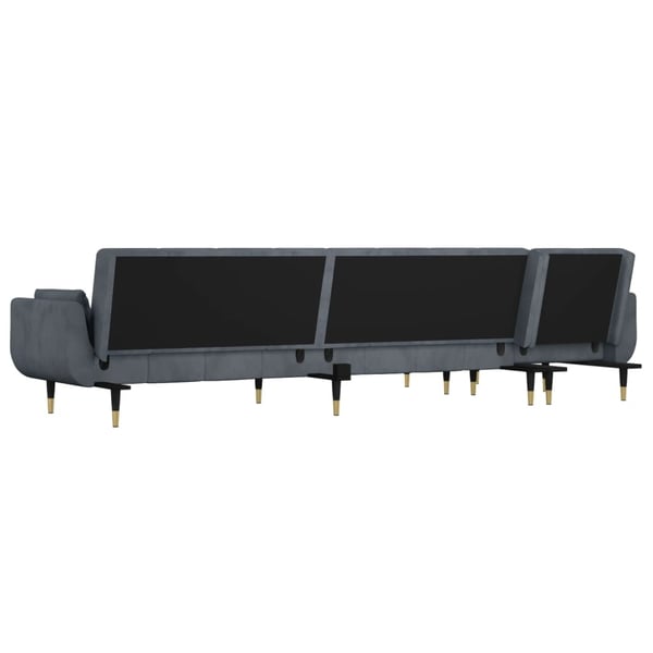 vidaXL L-formet sovesofa 275x140x70 cm velour mørkegrå
