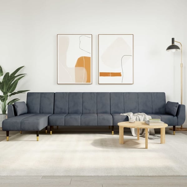 vidaXL L-formet sovesofa 275x140x70 cm velour mørkegrå