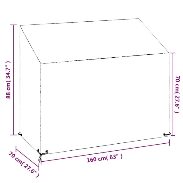 vidaXL Trekk til hagebenk 2 stk 8 maljer 160x70x70/88 cm polyetylen