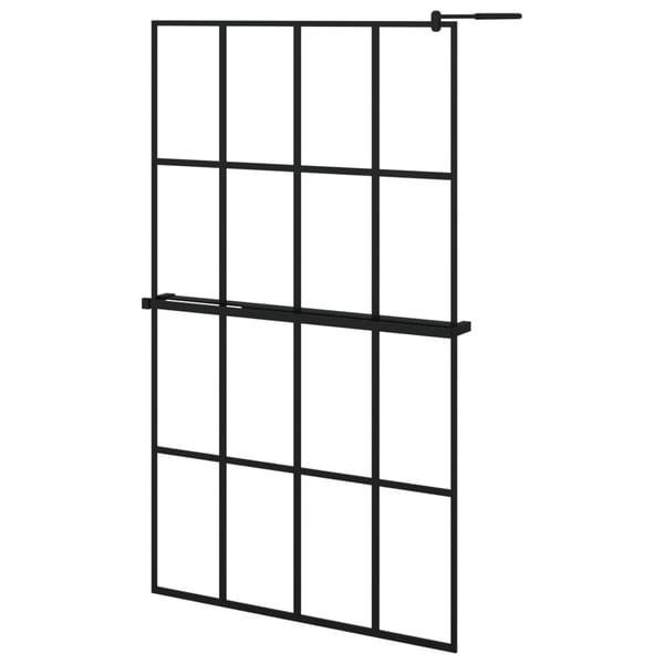 vidaXL Dusjvegg med hylle svart 118x190 cm ESG-glass og aluminium