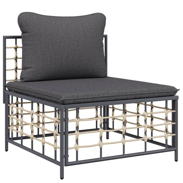vidaXL loungesæt til haven 3 dele med hynder polyrattan antracitgrå