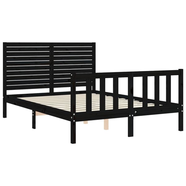 vidaXL Sengeramme med hodegavl svart double heltre