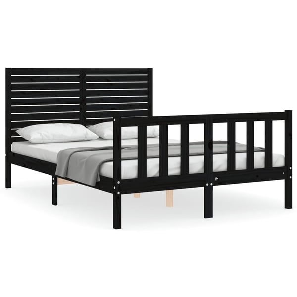 vidaXL Sengeramme med hodegavl svart double heltre