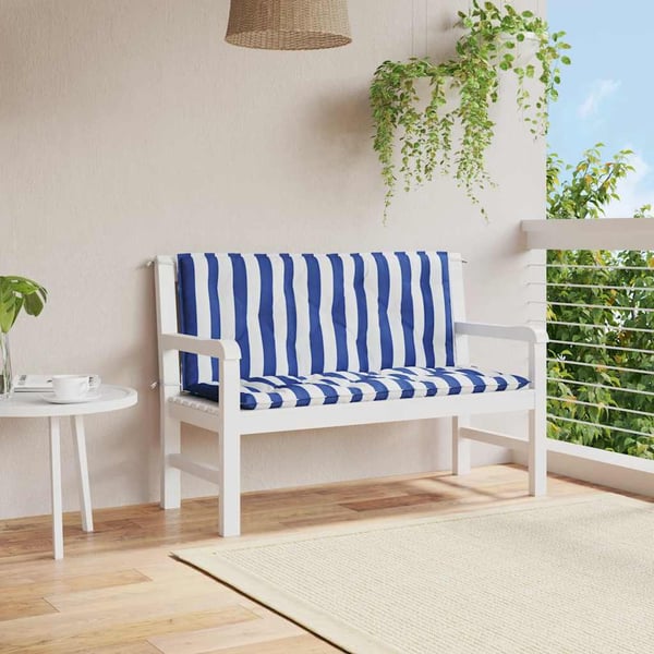 vidaXL hynder til havebænk 2 stk 120x50x7 cm striber stof blå hvid