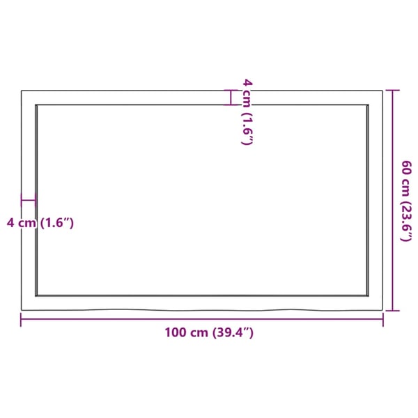 vidaXL væghylde 100x60x(2-6) cm ubehandlet massivt egetræ