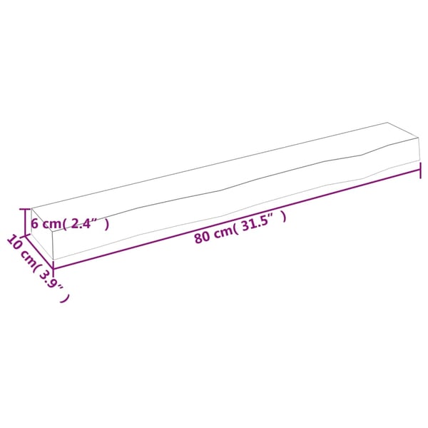 vidaXL væghylde 80x10x6 cm behandlet massivt egetræ lysebrun